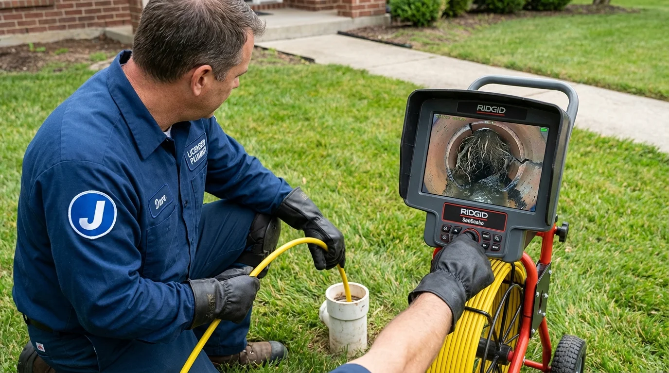 Sewer camera inspection being performed by Johns Plumbing LLC in Angwin