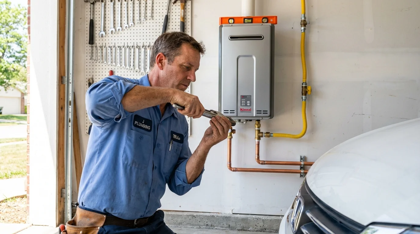 Tankless water heater installation by a Johns Plumbing LLC plumber in Angwin
